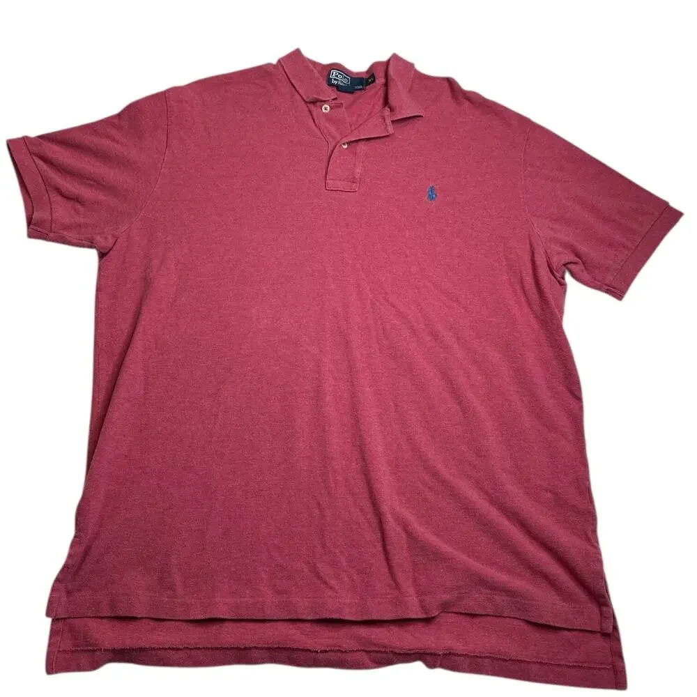 Polo Ralph Lauren Mens XL Cotton Red Short Sleeve Polo‎ Blue Pony Golf